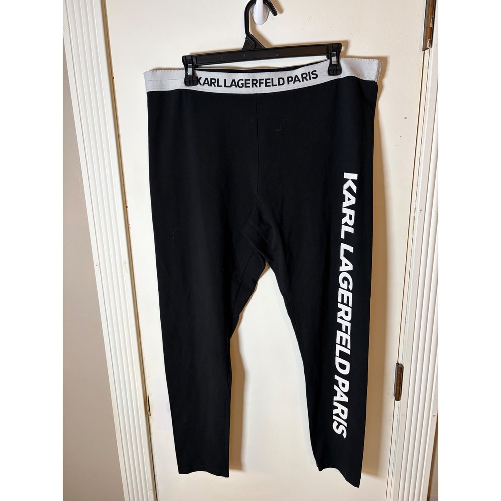 Karl Lagerfeld Paris Mens Black Logo Graphic Leggings XL Activewear Pants